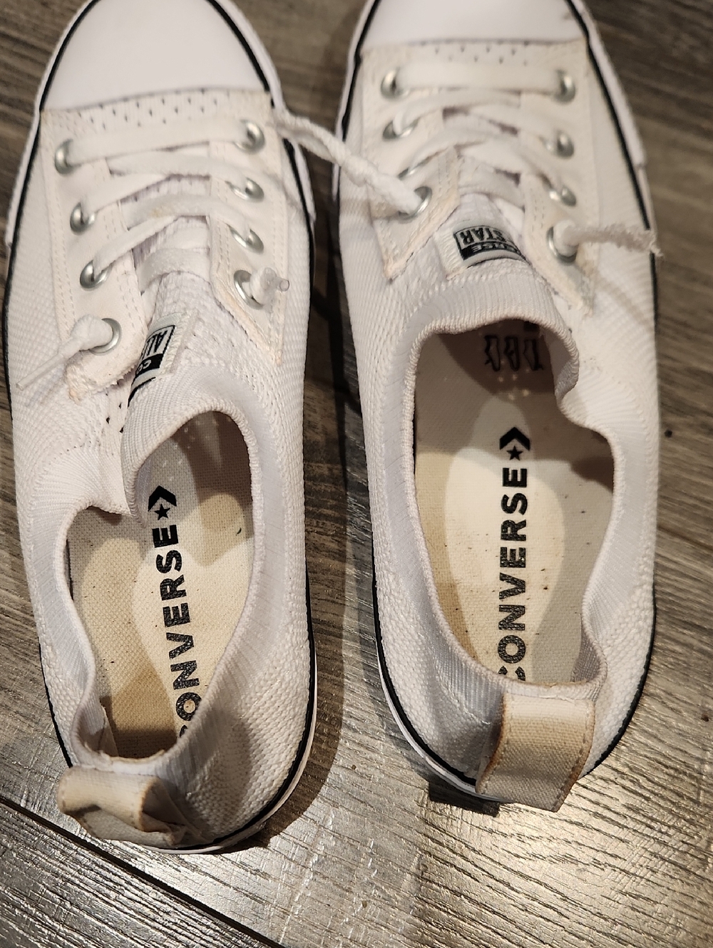 Converse White Low-Top Slip-On Sneakers with Black Stripe Women's Sz 9 - Picture 4 of 7